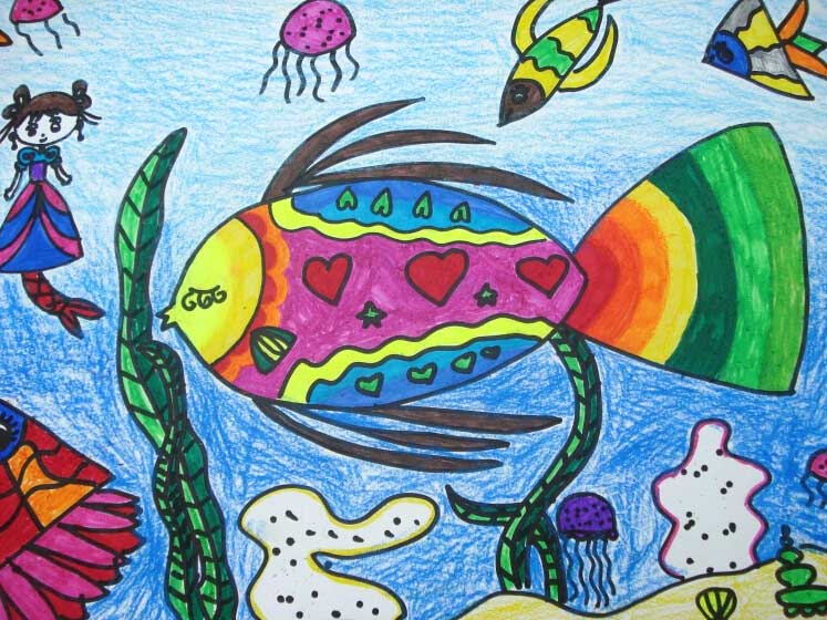 海洋世界儿童画(3)_可可图片