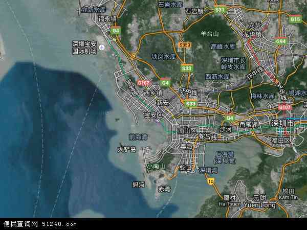 深圳宝安西乡卫星地图图片
