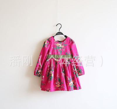 【qz14086【欧美】纯棉复古花大气女童童裙 【qz14086【欧美】纯棉复古花大气女童童裙