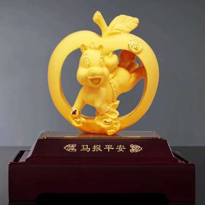 【绒沙金鸿运宝马中号绒沙金马工艺品马年黄 【绒沙金鸿运宝马中号绒沙金马工艺品马年黄