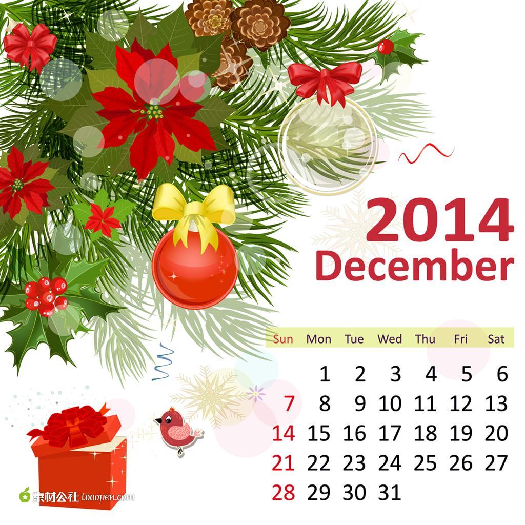 2014年12月日历 (eps) 2014年12月日历 (eps)