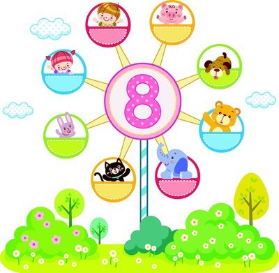 摩天轮上的卡通动物矢量素材(编号:20130612-138kb